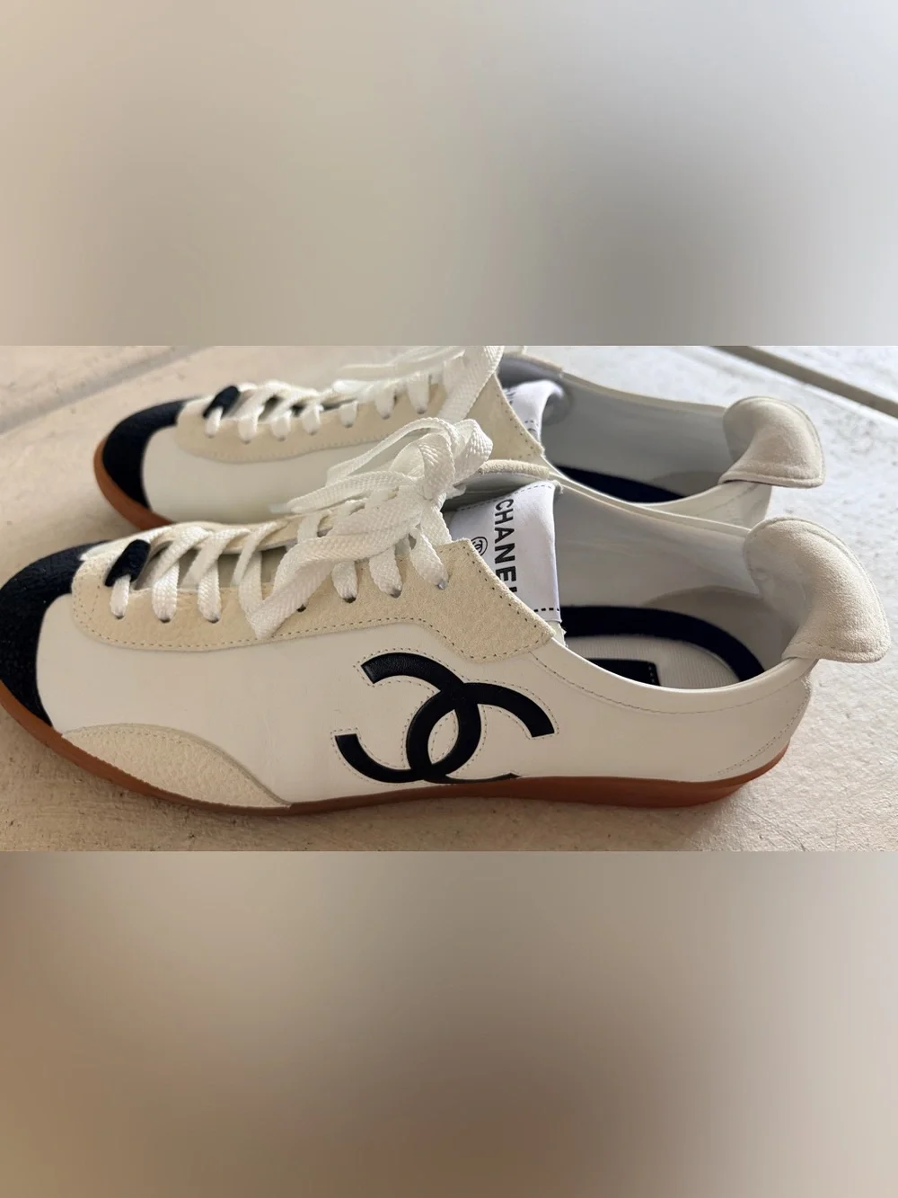 Chanel embossed suede leather sneakers 39